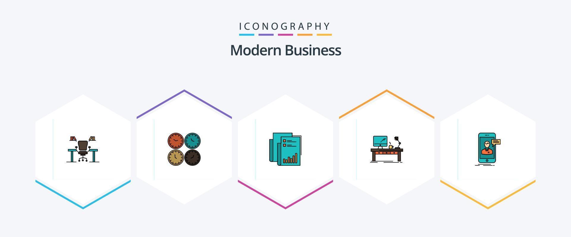 modern företag 25 fylld linje ikon packa Inklusive företag. analyser. företag. Rapportera. vägg klockor vektor