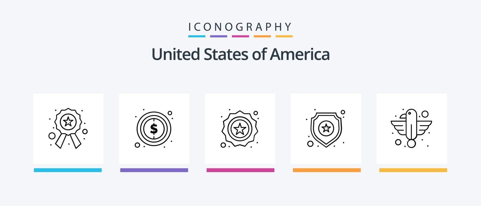 Usa Line 5 Icon Pack inklusive Party. Grill. Limonade. Grill. Kasse. kreatives Symboldesign vektor