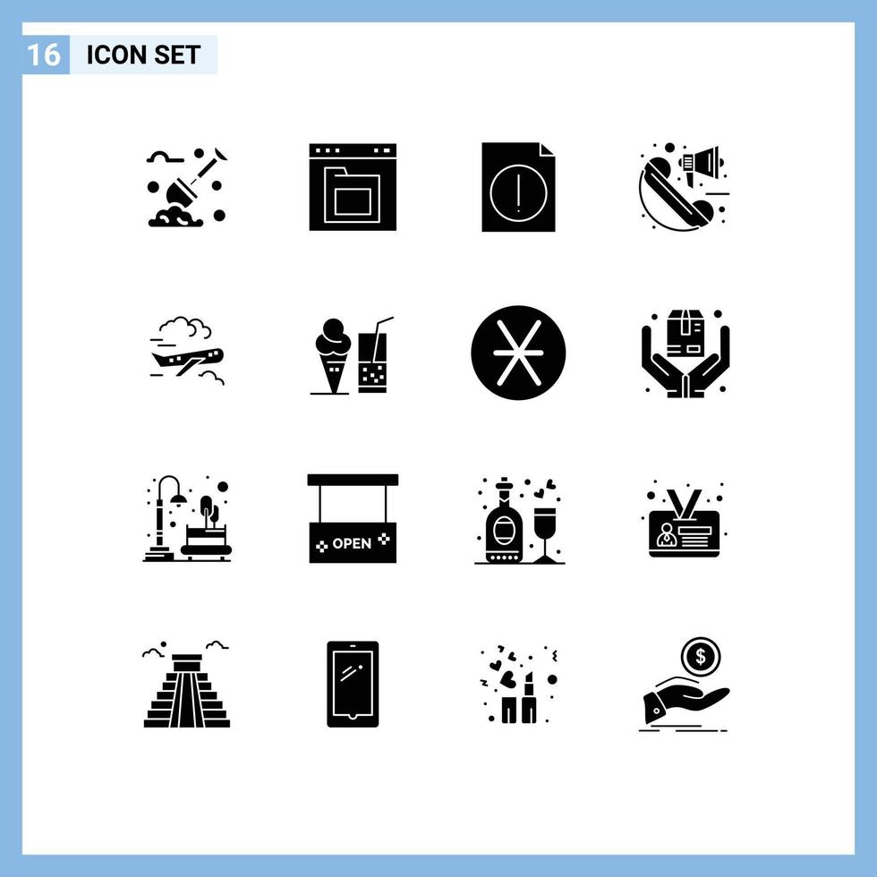 satz von 16 modernen ui symbolen symbole zeichen für plane marketing schnittstelle lautsprecher ankündigung editierbare vektordesignelemente vektor