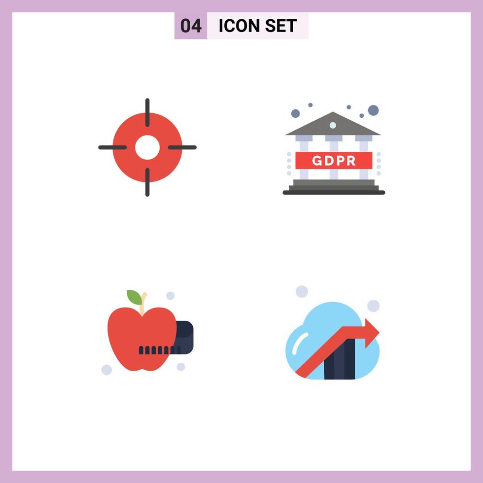 4 flaches Icon-Konzept für mobile Websites und Apps gps Cloud-Daten medizinische Apple SEO editierbare Vektordesign-Elemente vektor