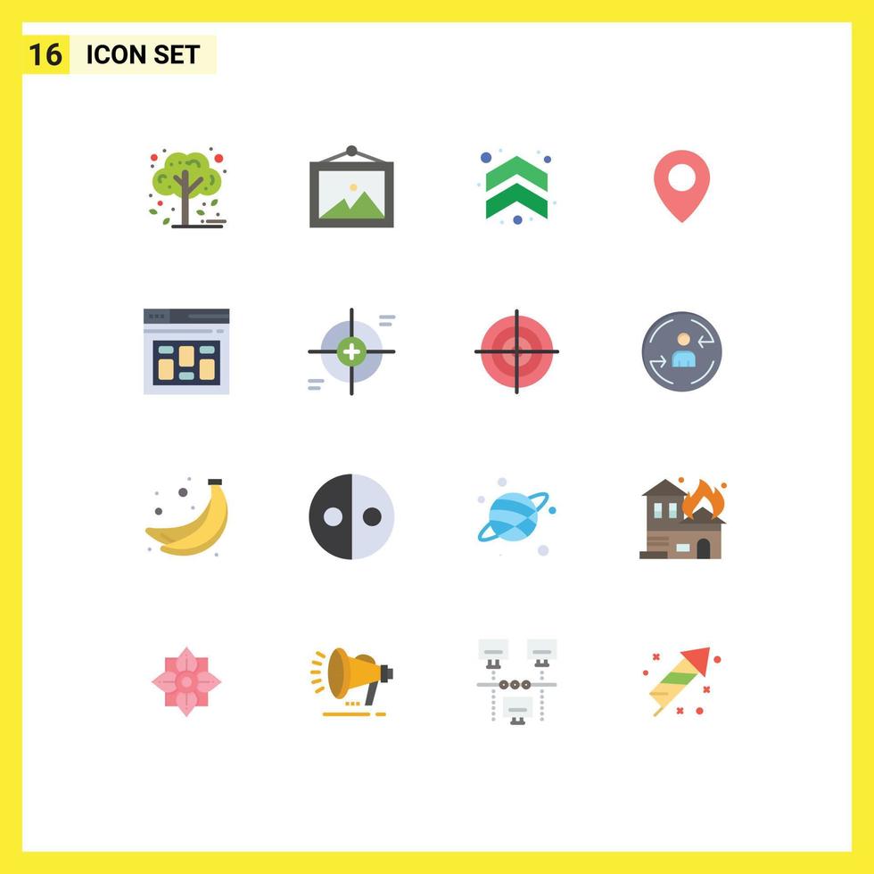modern uppsättning av 16 platt färger pictograph av sida databas pilar browser plats redigerbar packa av kreativ vektor design element