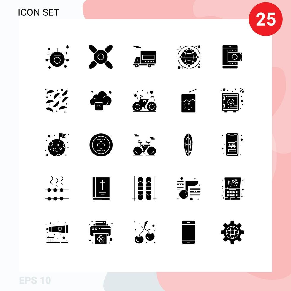uppsättning av 25 modern ui ikoner symboler tecken för affär mobil skåpbil värld nätverk redigerbar vektor design element