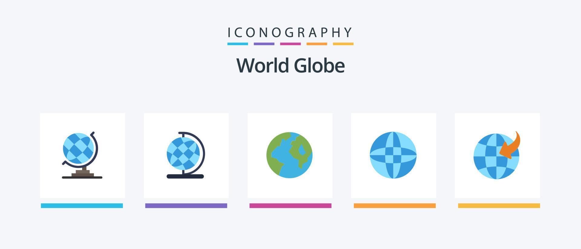 Globus Flat 5 Icon Pack inklusive . Welt. . kreatives Symboldesign vektor