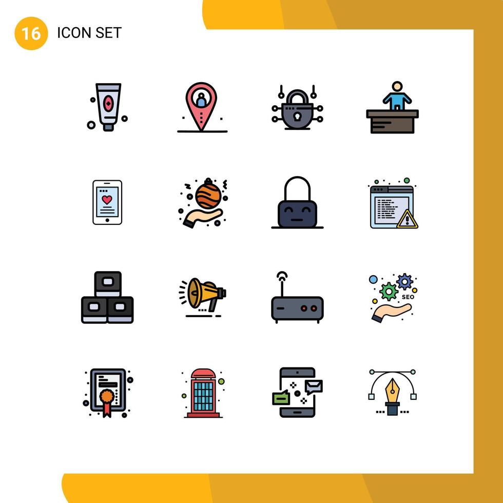 uppsättning av 16 modern ui ikoner symboler tecken för kärlek arbetstagare outsourca kontor kassör redigerbar kreativ vektor design element