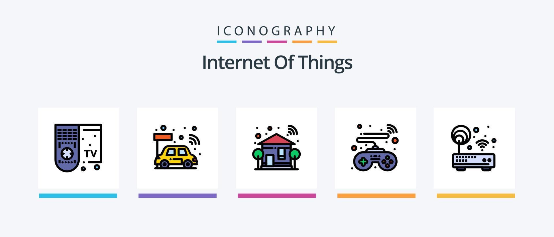 internet av saker linje fylld 5 ikon packa Inklusive . uppkopplad. smart Kolla på. vagn. wifi. kreativ ikoner design vektor