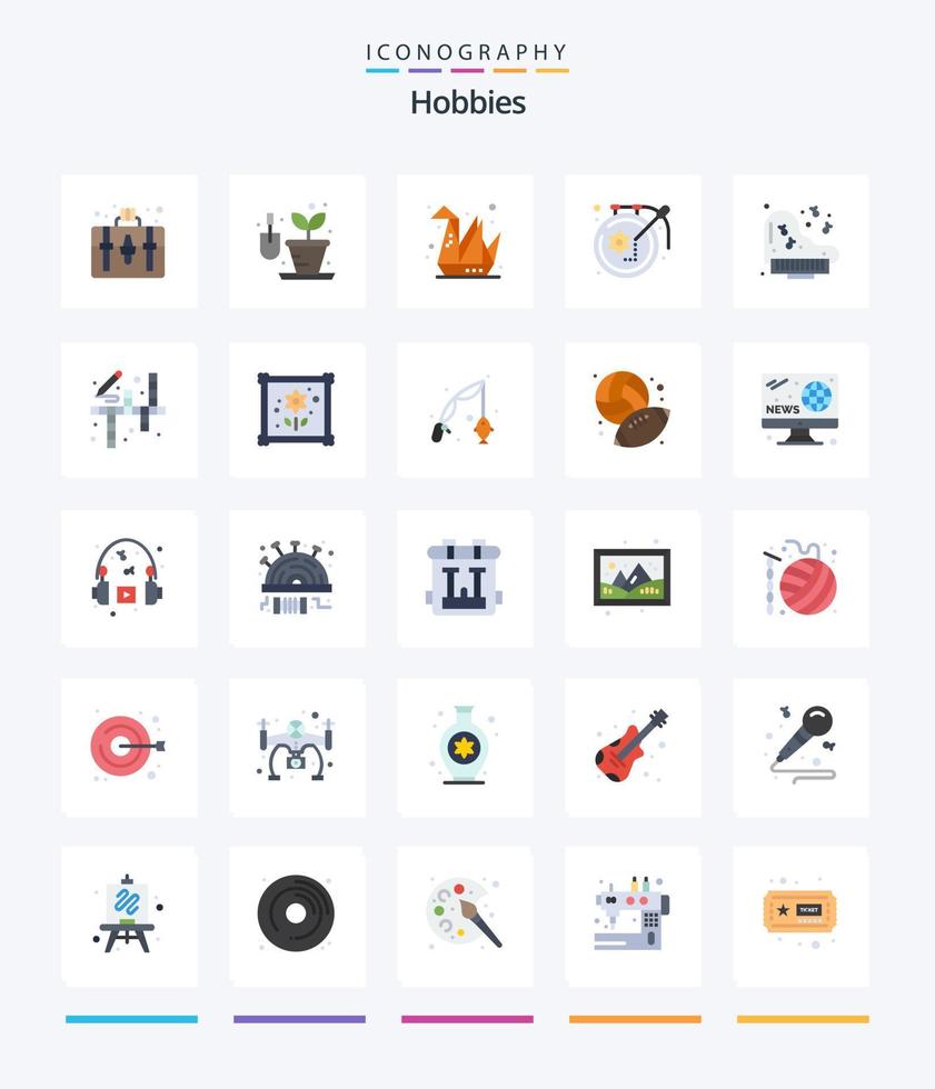 kreativ hobbies 25 platt ikon packa sådan som piano. stor. hobbyer. hobbyer. hantverk vektor