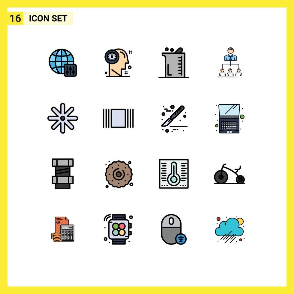 uppsättning av 16 modern ui ikoner symboler tecken för företag organisation större lagarbete laboratorium redigerbar kreativ vektor design element