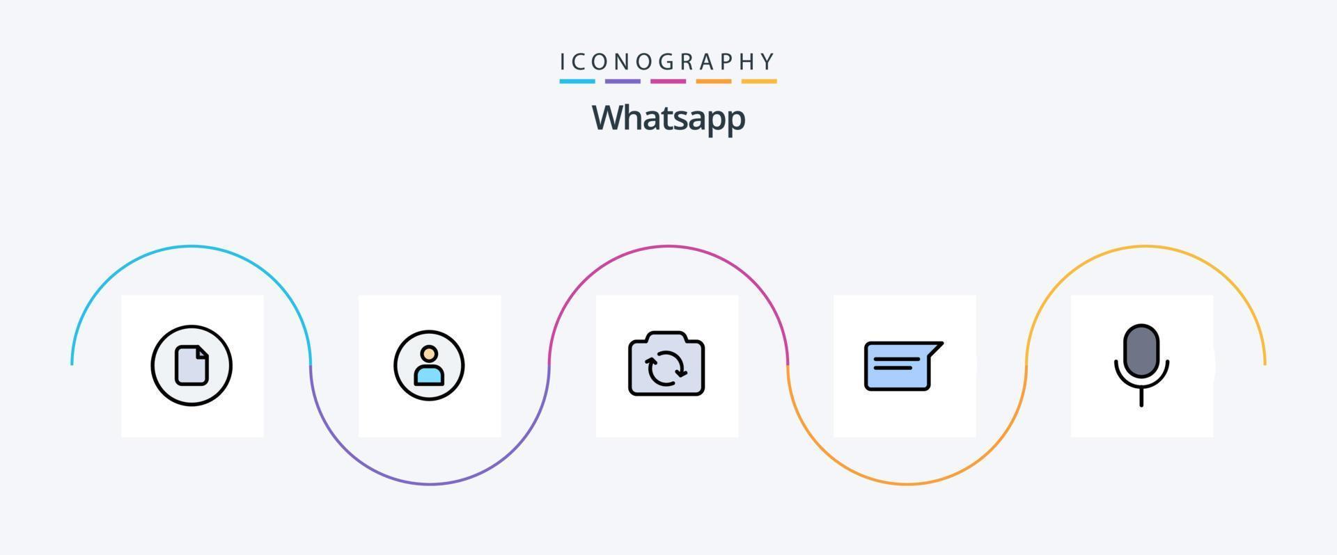 WhatsApp-Linie gefülltes flaches 5-Icon-Paket inklusive Mikrofon. ui. Kamera. chatten. Plaudern vektor