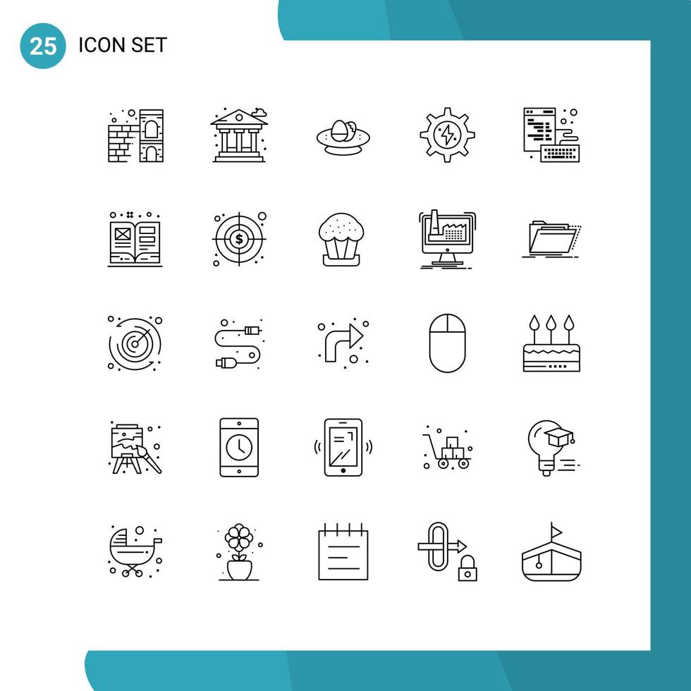 modern uppsättning av 25 rader pictograph av browser sol- skål energi bo redigerbar vektor design element