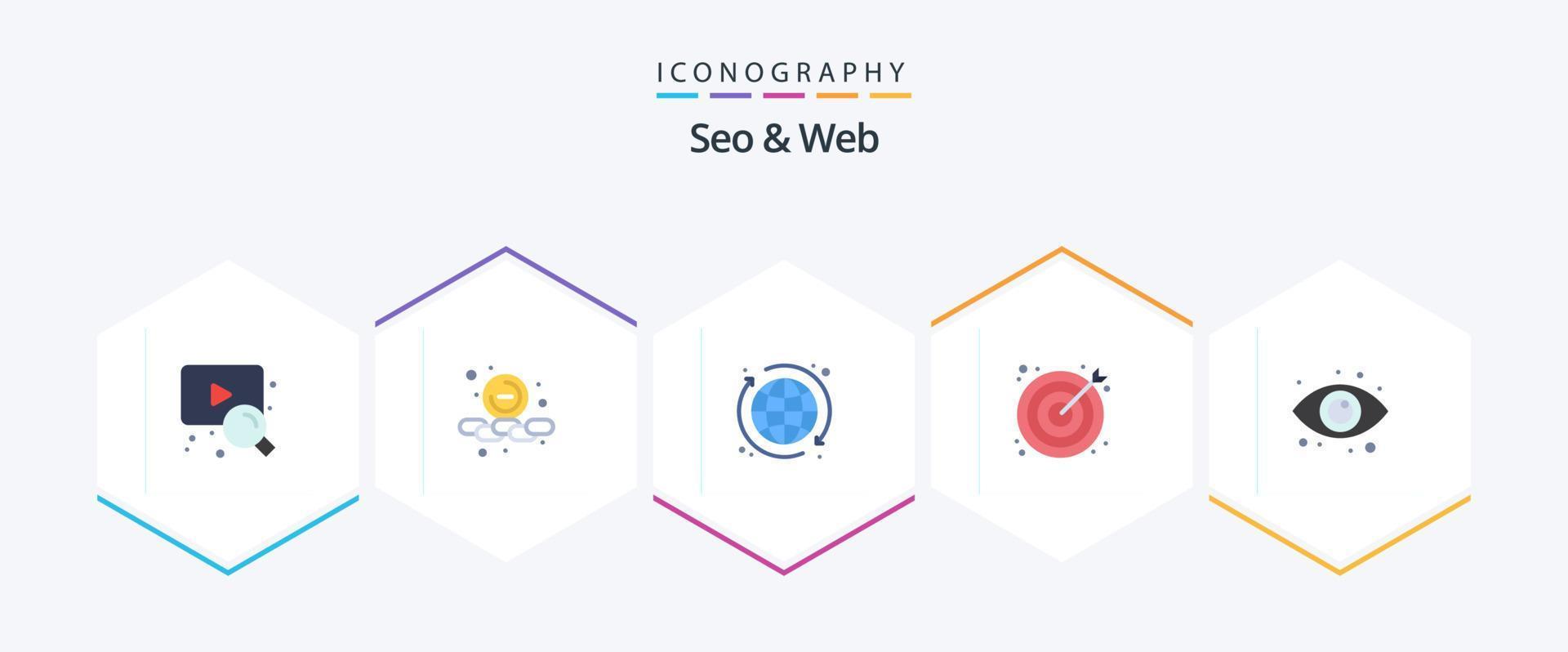 seo och webb 25 platt ikon packa Inklusive ögon. öga. klot. webb. seo vektor