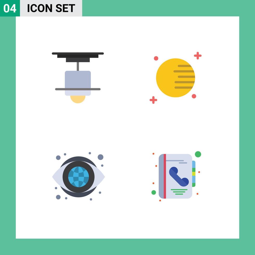 stock vektor ikon packa av 4 linje tecken och symboler för dekor öga lampa planet syn redigerbar vektor design element
