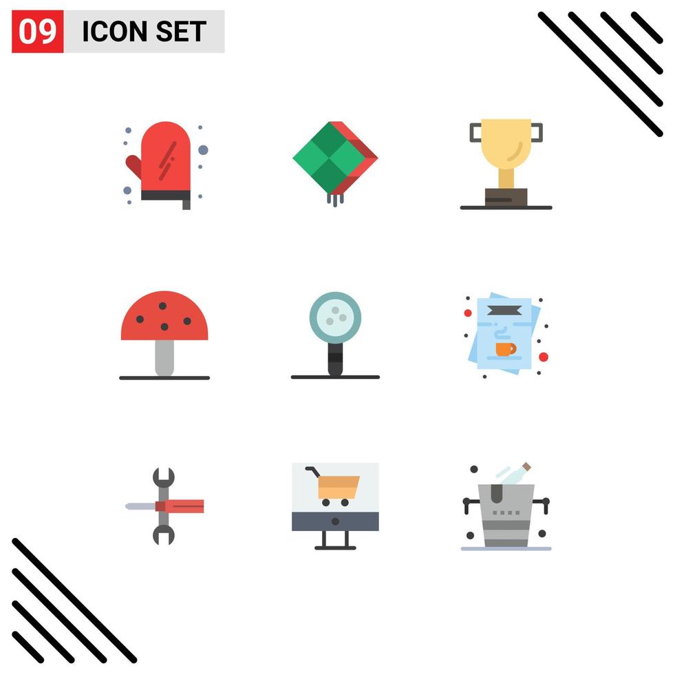 Stock Vector Icon Pack mit 9 Zeilen Zeichen und Symbolen für Bildung Gemüse Islam Natur Essen editierbare Vektordesign-Elemente