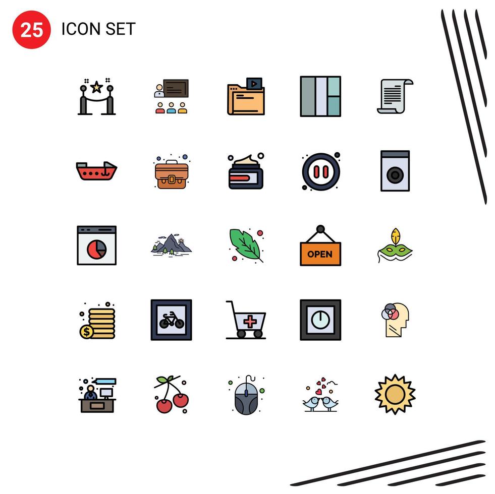 uppsättning av 25 modern ui ikoner symboler tecken för amerikan fil förvaltning trådmodell media redigerbar vektor design element