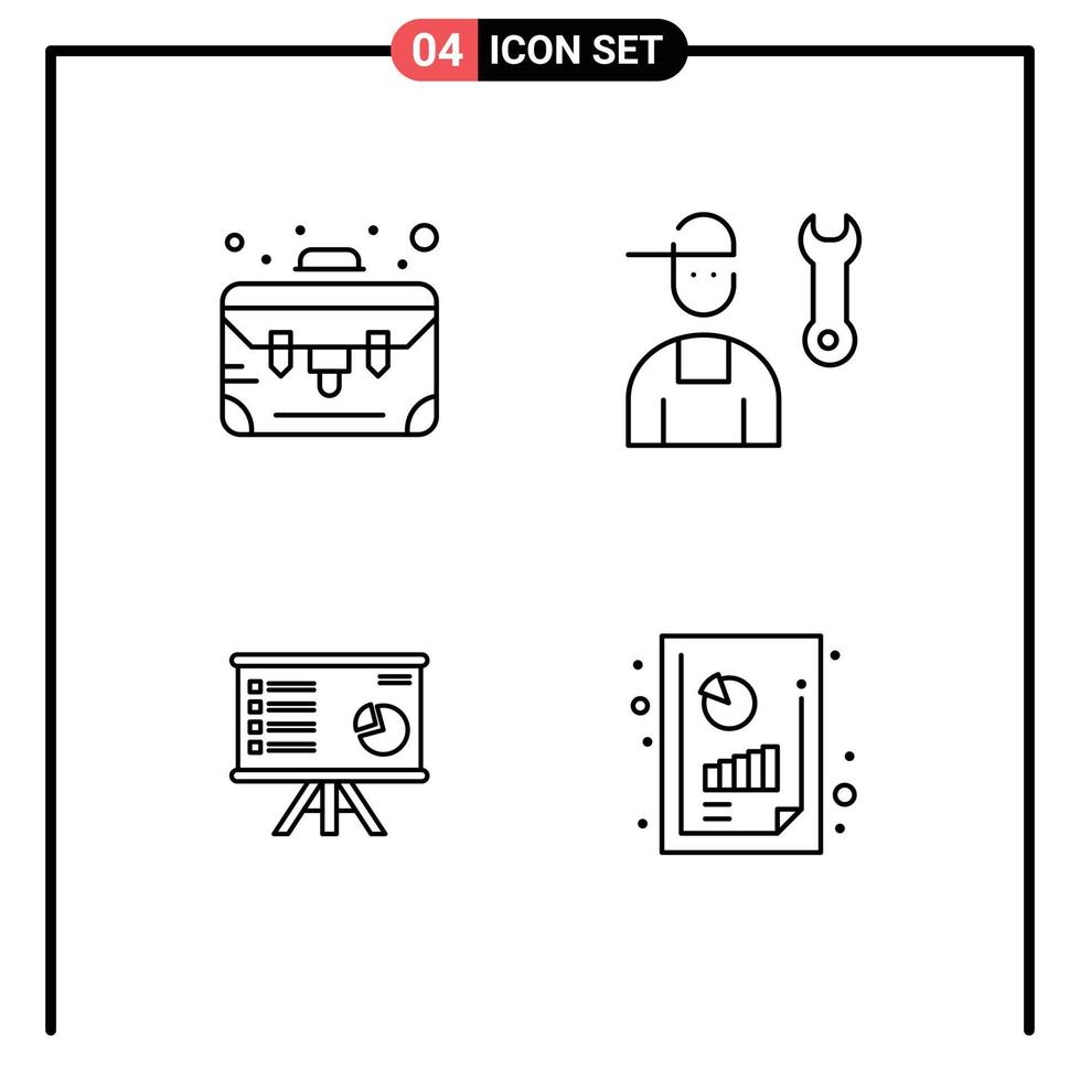 modern uppsättning av 4 fylld linje platt färger pictograph av företag analys avatar reparera Diagram redigerbar vektor design element