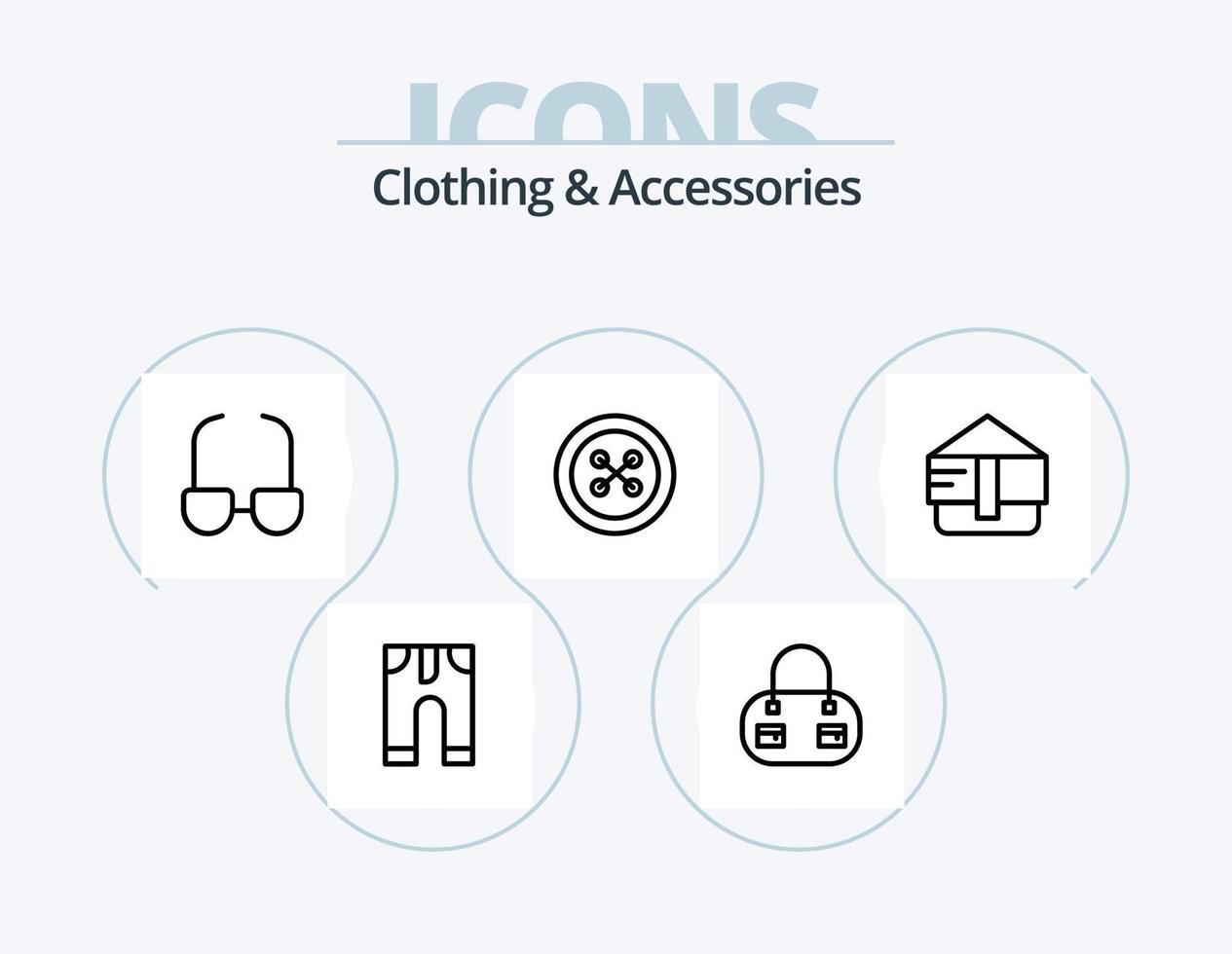 Kleidung und Accessoires Linie Icon Pack 5 Icon Design. . Sicht. . Kleidung vektor