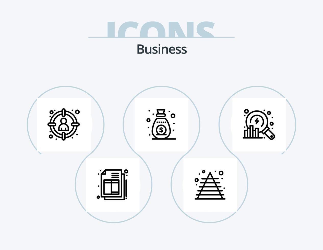 Business-Line-Icon-Pack 5 Icon-Design. jährlich. Finanzierung. Vermögenswerte. Spende. Schutz vektor