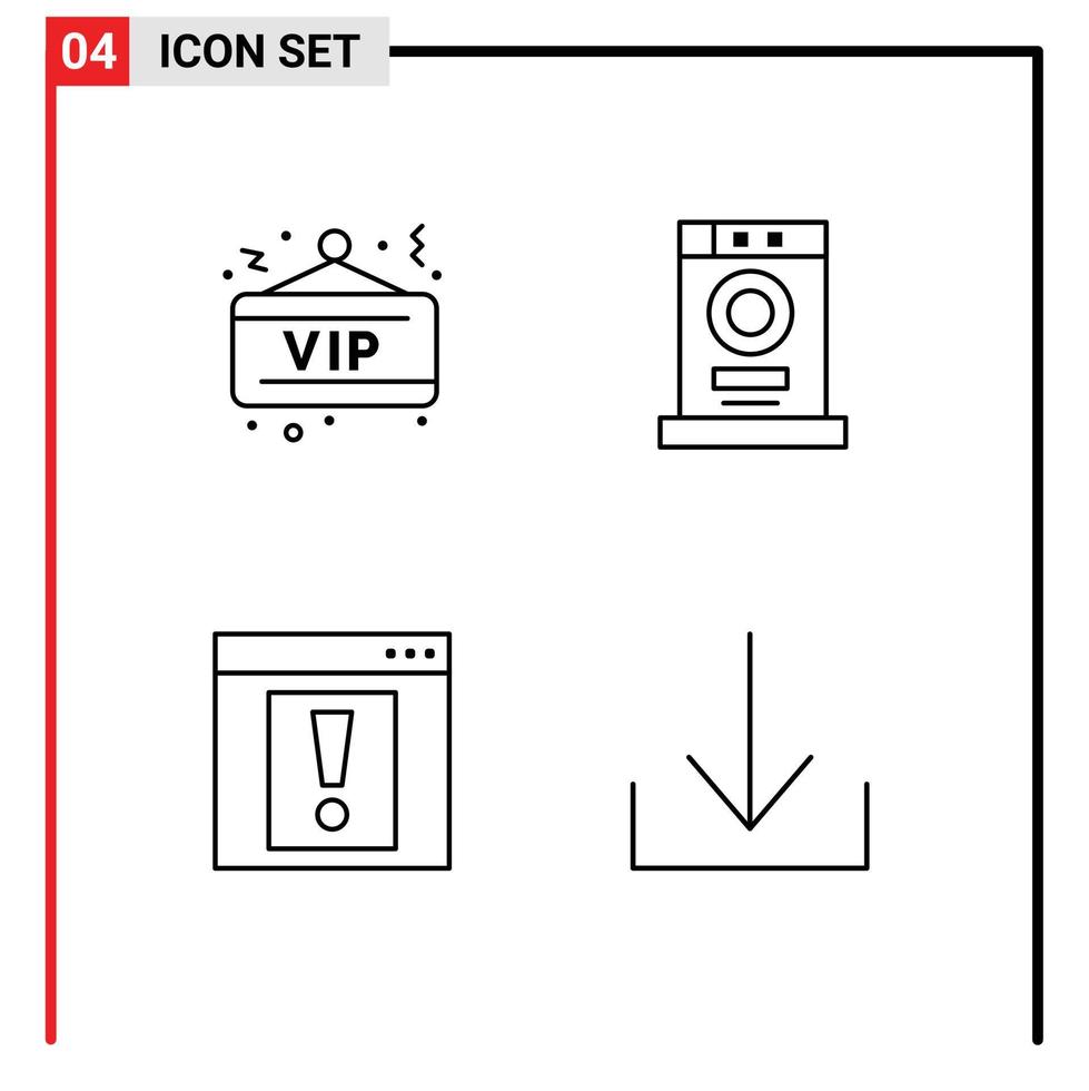 linje packa av 4 universell symboler av vip varna fest möbel webb redigerbar vektor design element