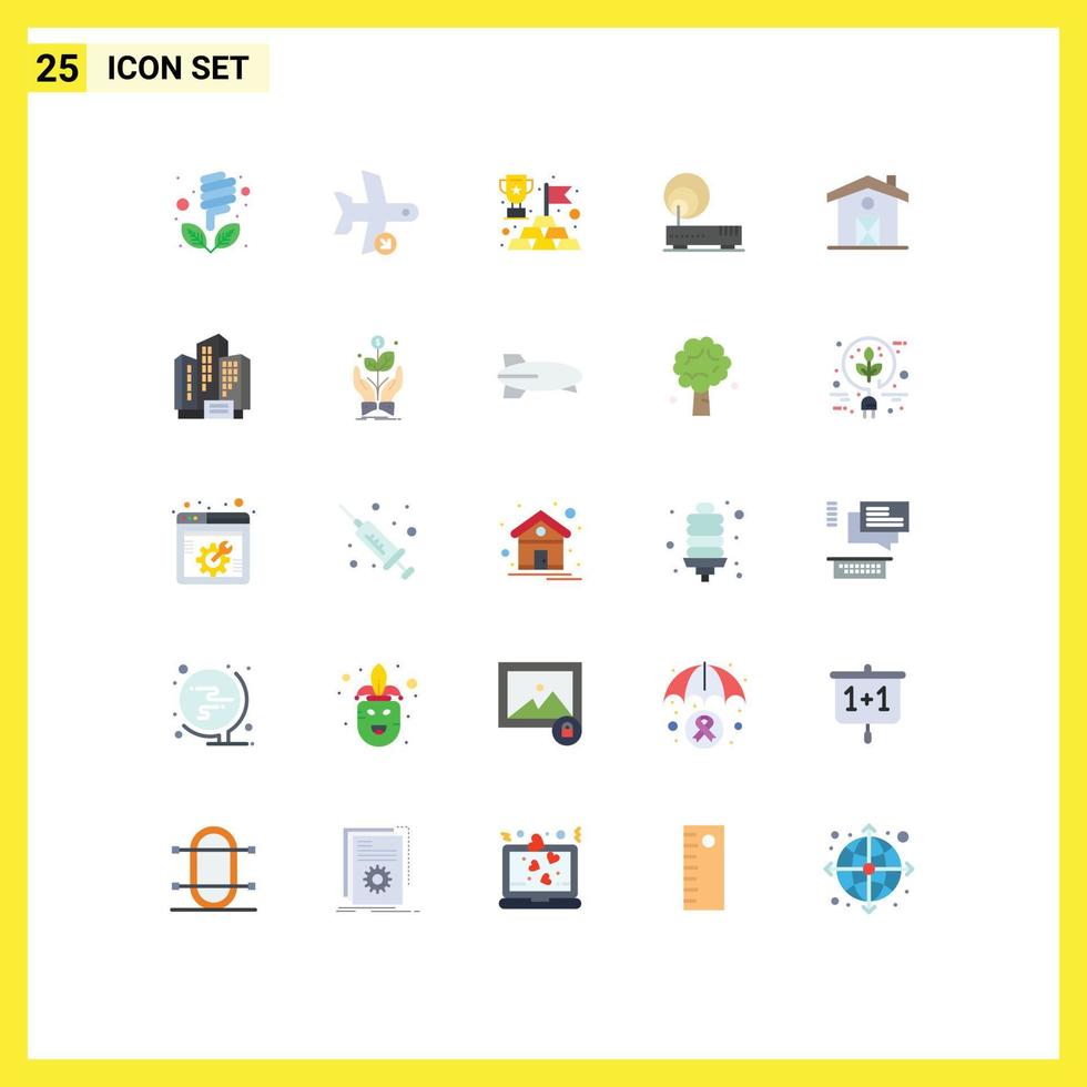 25 platt Färg begrepp för webbplatser mobil och appar Hem internet transport hårdvara guld redigerbar vektor design element