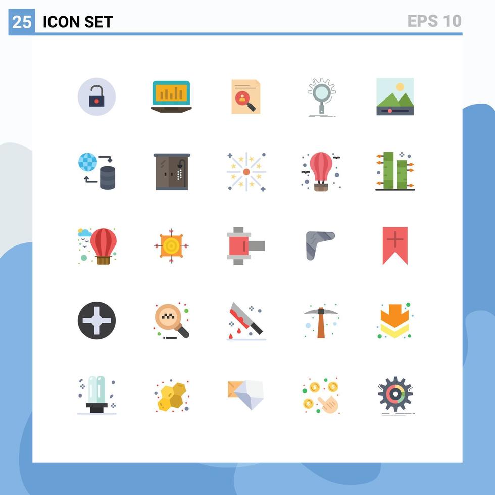 piktogram uppsättning av 25 enkel platt färger av optimering seo statistik personal CV redigerbar vektor design element