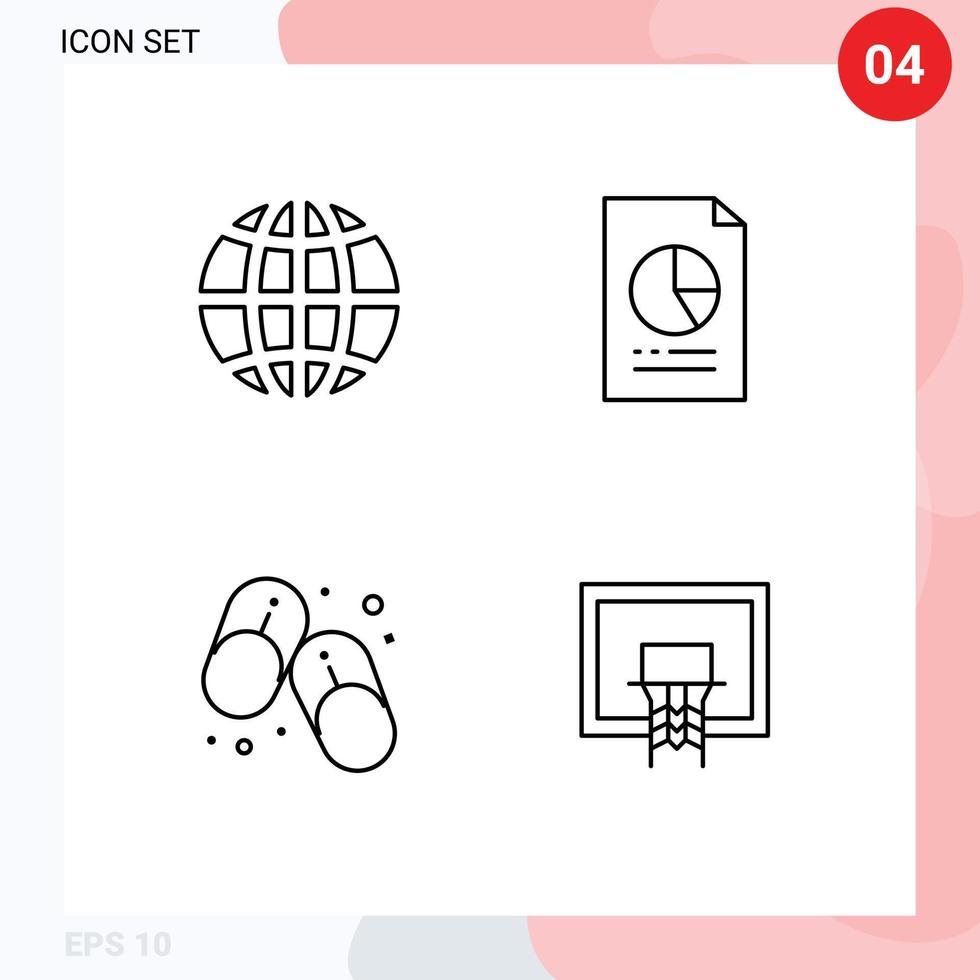 modern uppsättning av 4 fylld linje platt färger och symboler sådan som jord flip flops internet ekonomi tofflor redigerbar vektor design element