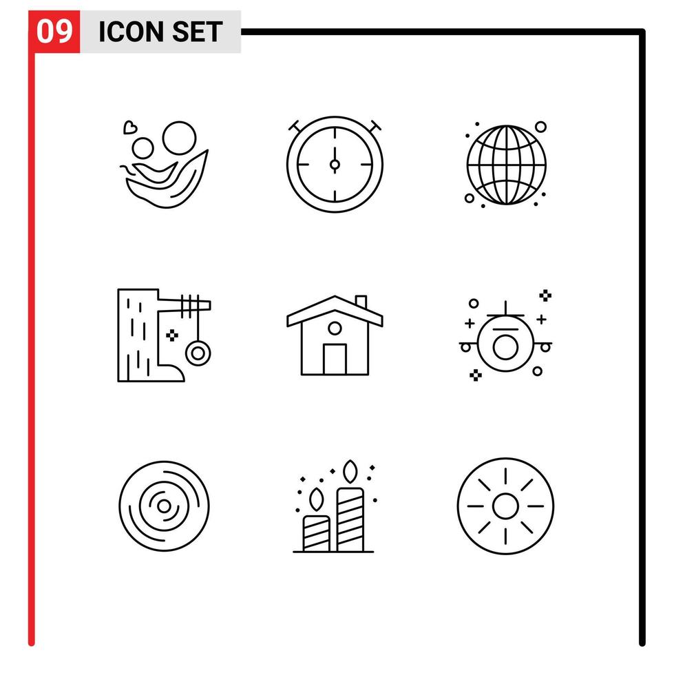 mobil gränssnitt översikt uppsättning av 9 piktogram av hus däck gunga internet gunga leksak redigerbar vektor design element