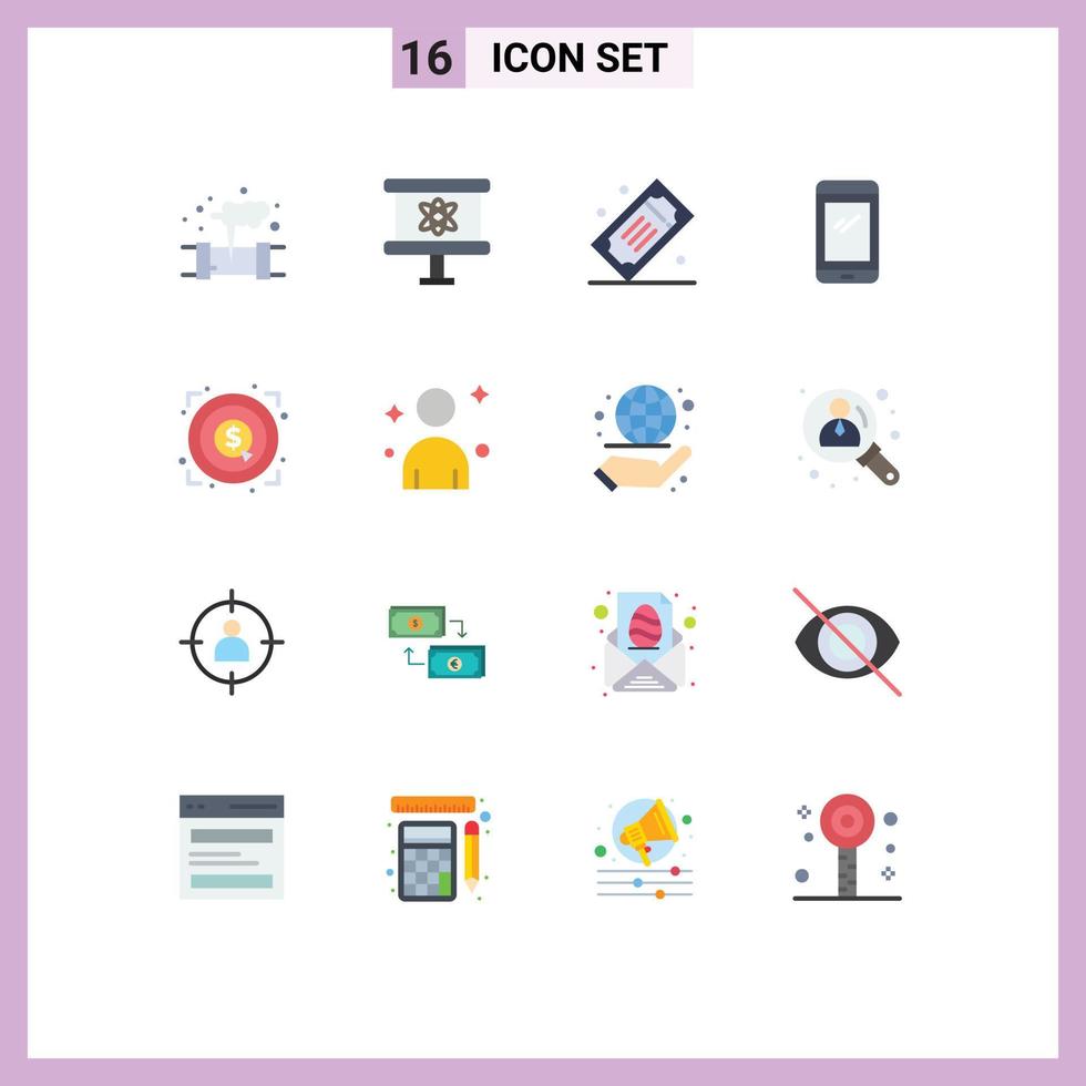 Aktienvektor-Icon-Pack mit 16 Zeilenzeichen und Symbolen für iPhone Mobile Kinokarten Smartphone-Tickets editierbares Paket kreativer Vektordesign-Elemente vektor