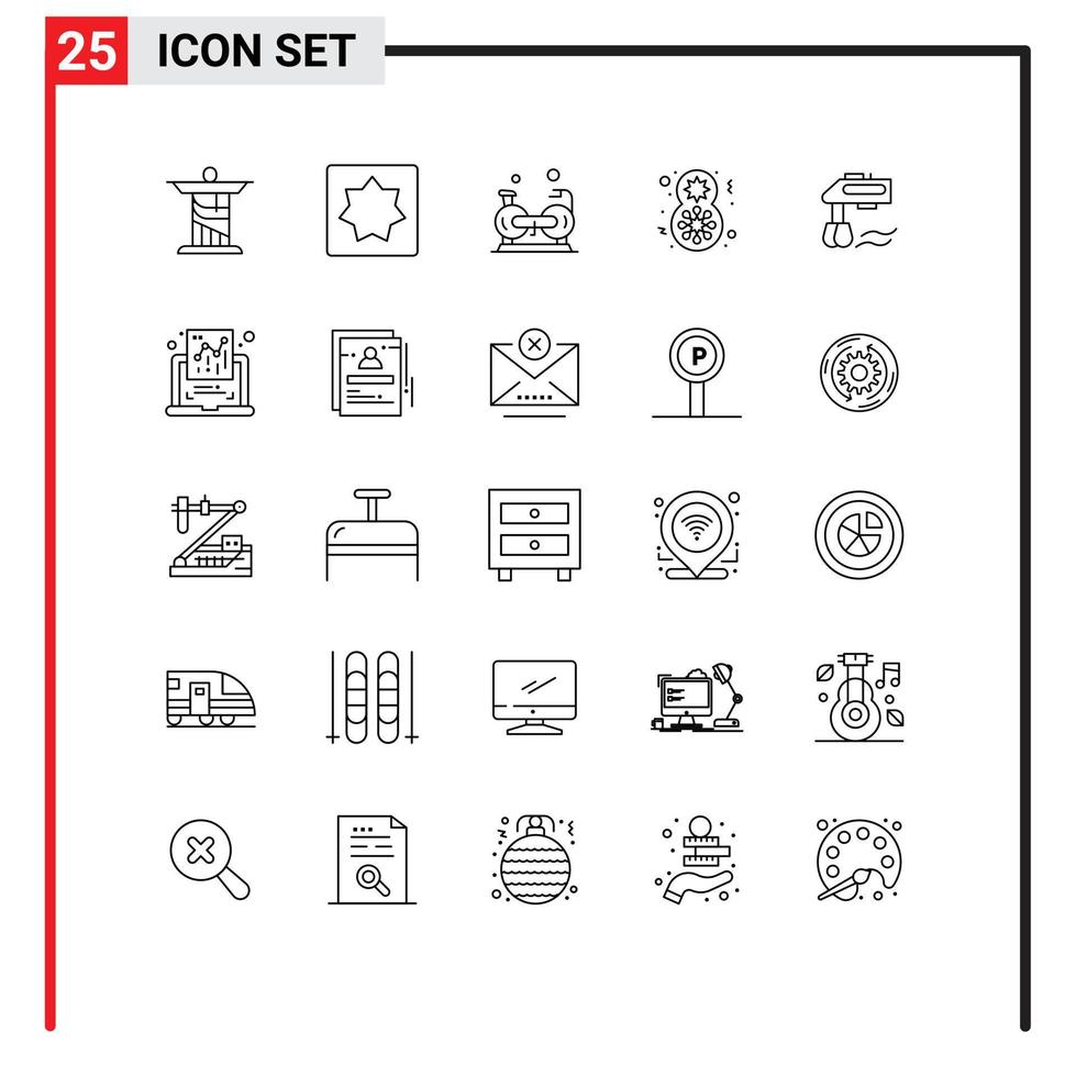 uppsättning av 25 modern ui ikoner symboler tecken för mixer gåva cykling blomma konditionsträning redigerbar vektor design element