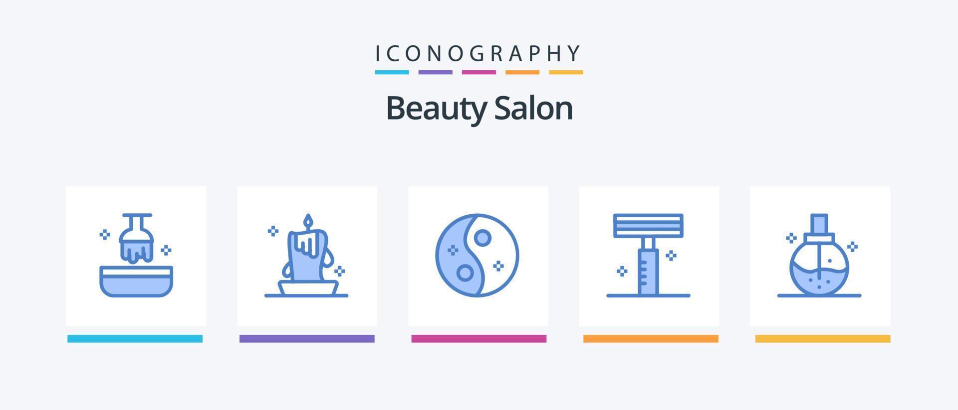 Beauty Salon Blue 5 Icon Pack inklusive Salon. Kosmetik. Laterne. Schönheit. Stil. kreatives Symboldesign vektor
