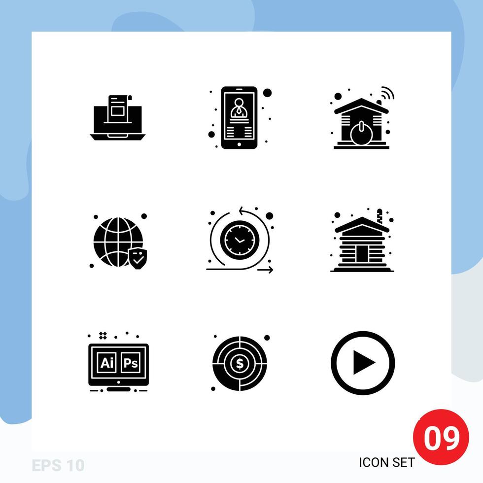 uppsättning av 9 modern ui ikoner symboler tecken för säkra wiFi Kontakt smart automatisering redigerbar vektor design element