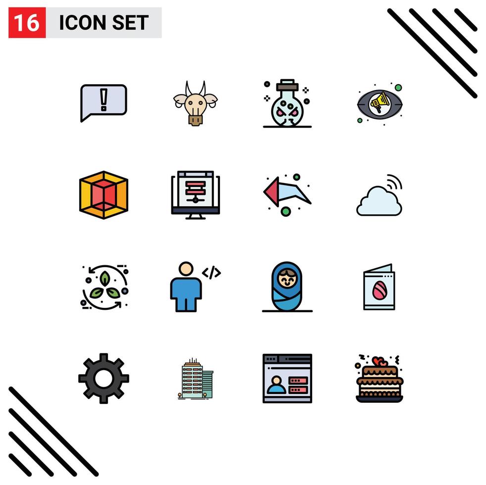 uppsättning av 16 modern ui ikoner symboler tecken för grafisk visningar skalle marknadsföring skalle redigerbar kreativ vektor design element