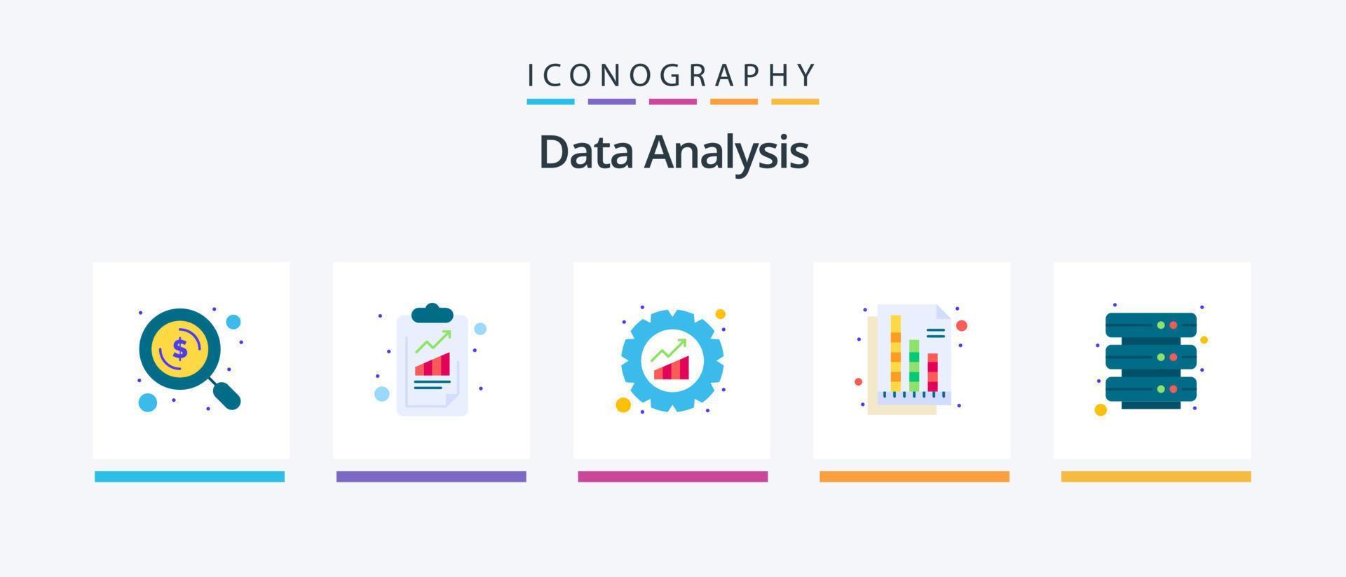 data analys platt 5 ikon packa Inklusive databas. Graf. Diagram. digital. dokumentera. kreativ ikoner design vektor