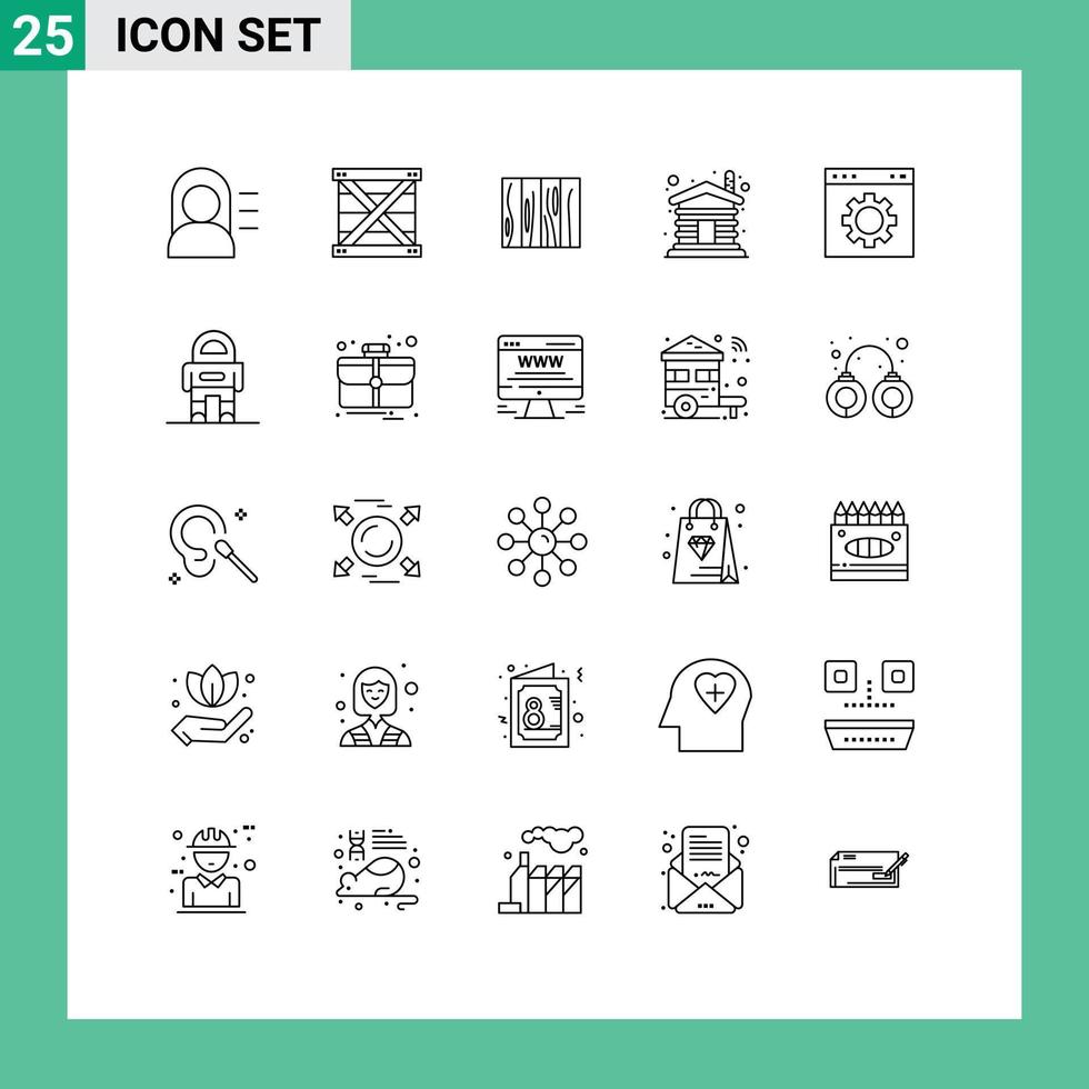 25 kreative Symbole moderne Zeichen und Symbole von Hausholzfliesen Hausholz editierbare Vektordesign-Elemente vektor