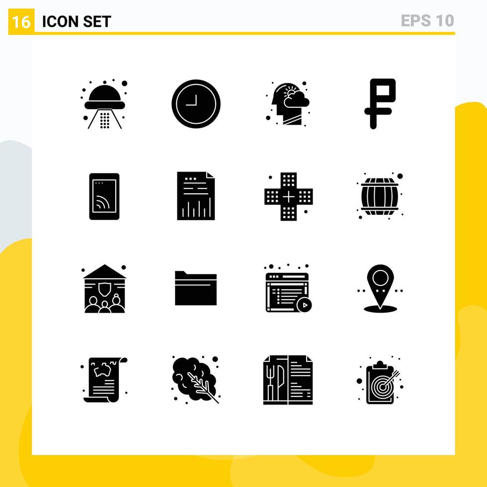 redigerbar vektor linje packa av 16 enkel fast glyfer av service cell mänsklig huvud mobil pengar redigerbar vektor design element
