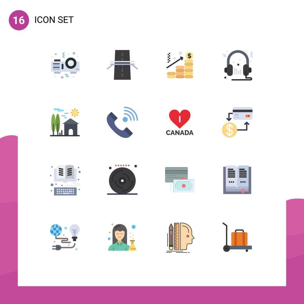 redigerbar vektor linje packa av 16 enkel platt färger av egendom multimedia analys audio hörlurar redigerbar packa av kreativ vektor design element