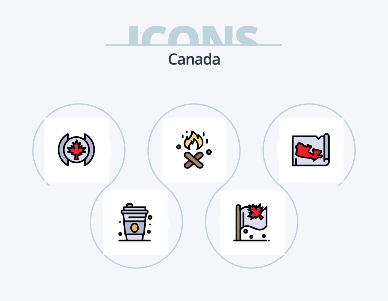 Kanada-Linie gefüllt Icon Pack 5 Icon Design. Rentier. Arktis. Feuer. alpin. Welt vektor