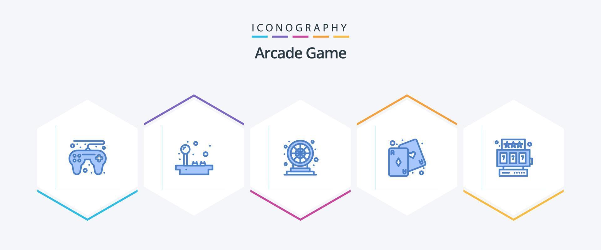 arkad 25 blå ikon packa Inklusive spel. spår maskin. roligt. spela. roligt vektor