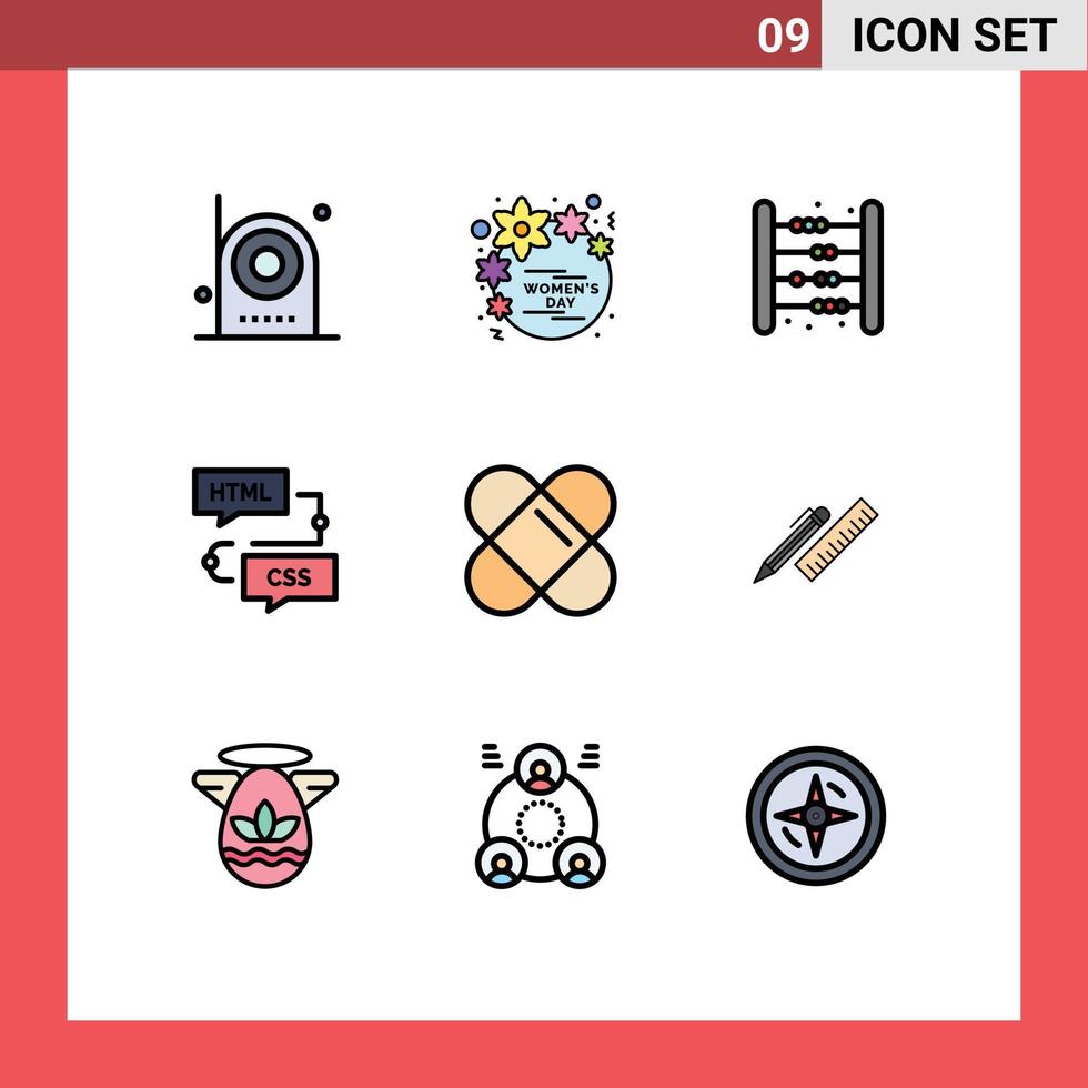 uppsättning av 9 modern ui ikoner symboler tecken för utveckling kodning kvinnor matematik spel redigerbar vektor design element