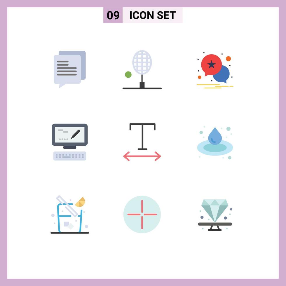 satz von 9 modernen ui-symbolen symbole zeichen für droop-tracking-benachrichtigungsschriftart tastatur editierbare vektordesignelemente vektor