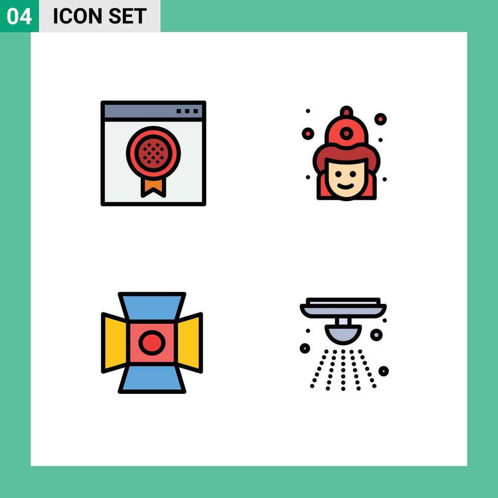 stock vektor ikon packa av 4 linje tecken och symboler för tilldela ljus uppkopplad brandman fotografi redigerbar vektor design element