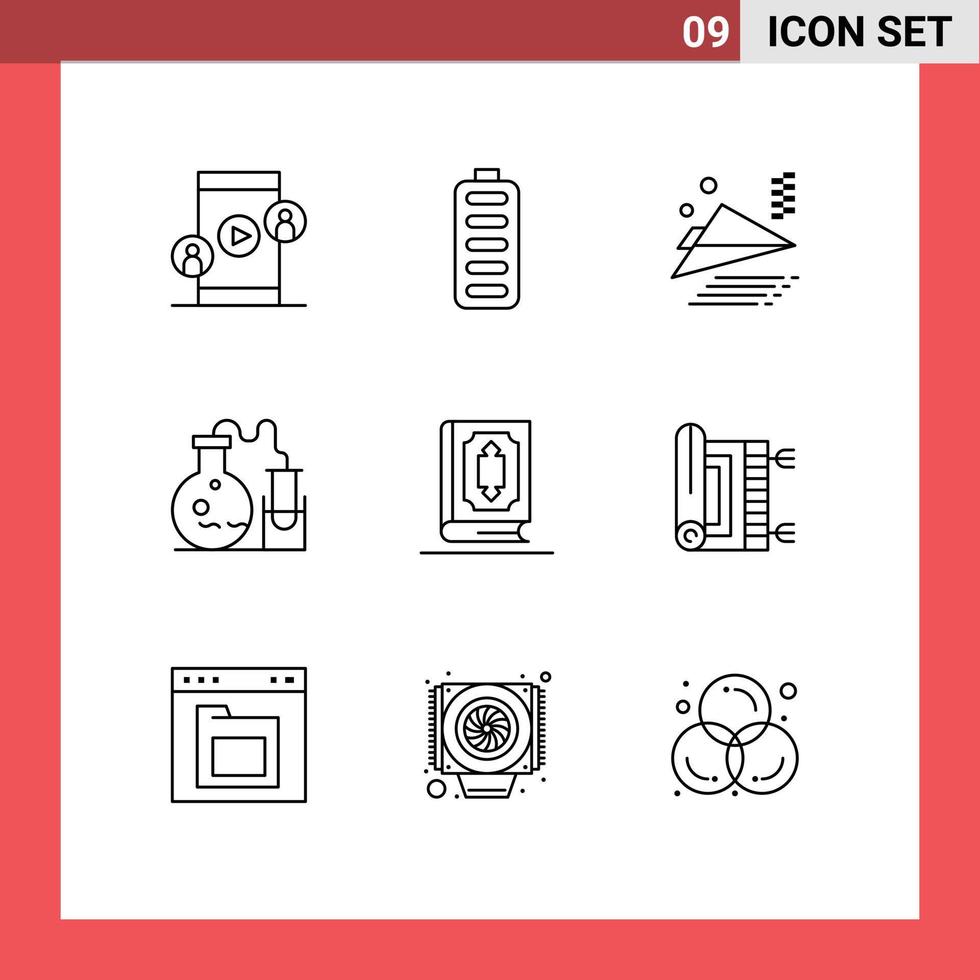 satz von 9 modernen ui-symbolen symbole zeichen für islam koran flugzeug wissenschaft flasche editierbare vektordesignelemente vektor