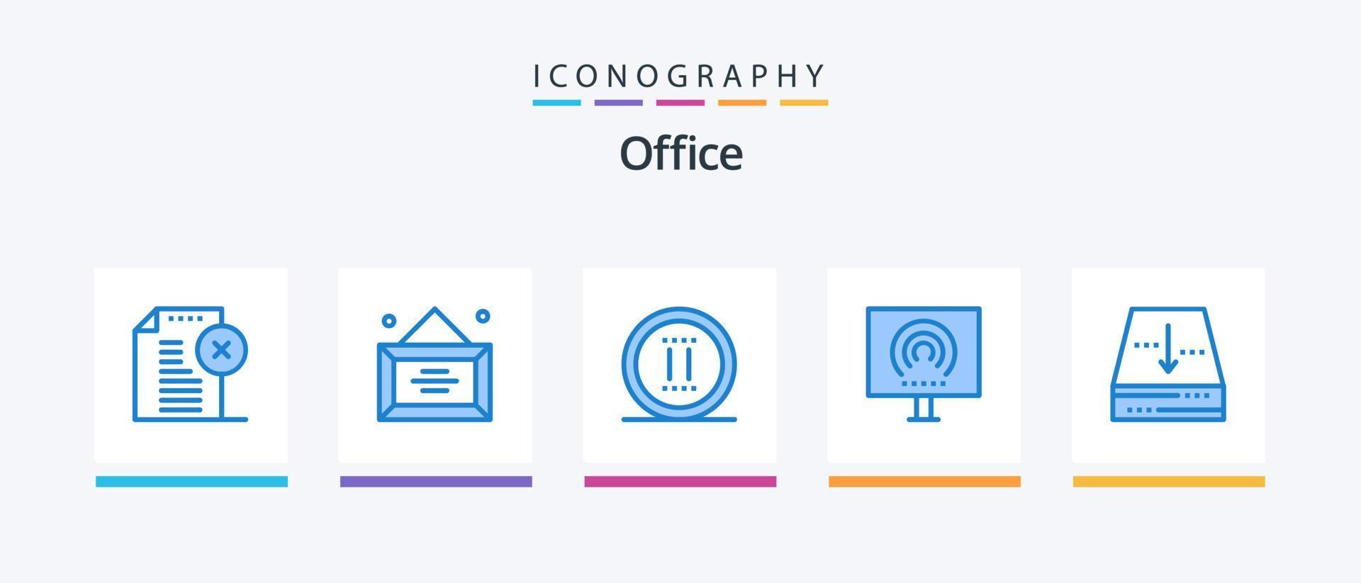 kontor blå 5 ikon packa Inklusive ström. radio. kontor. kontor. paus. kreativ ikoner design vektor