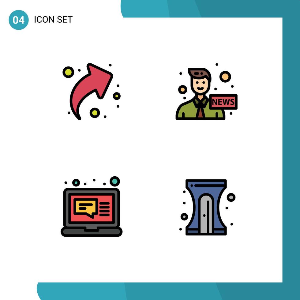 4 kreativ ikoner modern tecken och symboler av pil dator rätt media meddelande redigerbar vektor design element