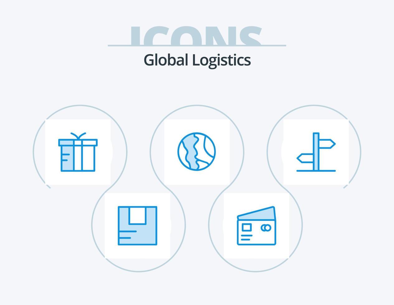 global logistik blå ikon packa 5 ikon design. geografi. Karta. handla. plats. global vektor