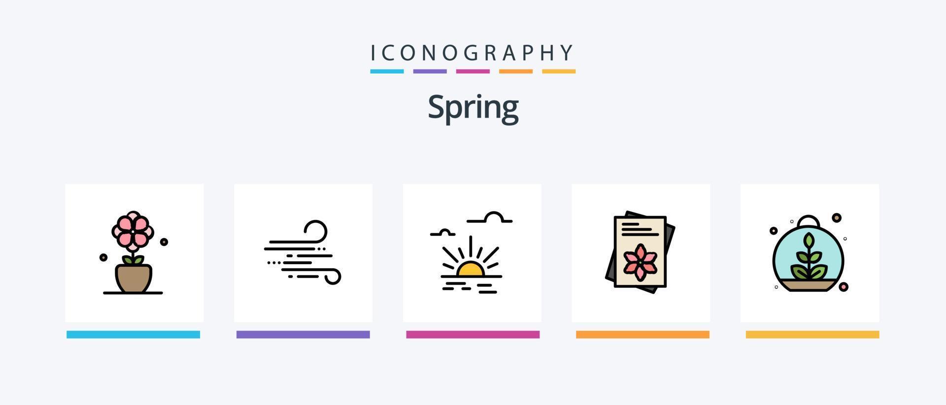 Federlinie gefüllt 5 Icon Pack inklusive Anemone. Natur. Schlag. Blume. Flora. kreatives Symboldesign vektor