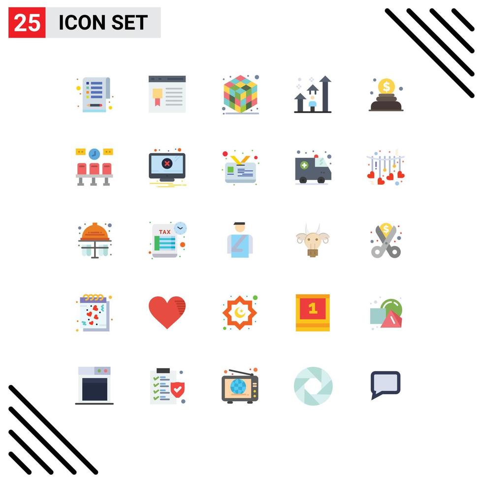 25 tematiska vektor platt färger och redigerbar symboler av donation karriär kub framsteg Framgång redigerbar vektor design element