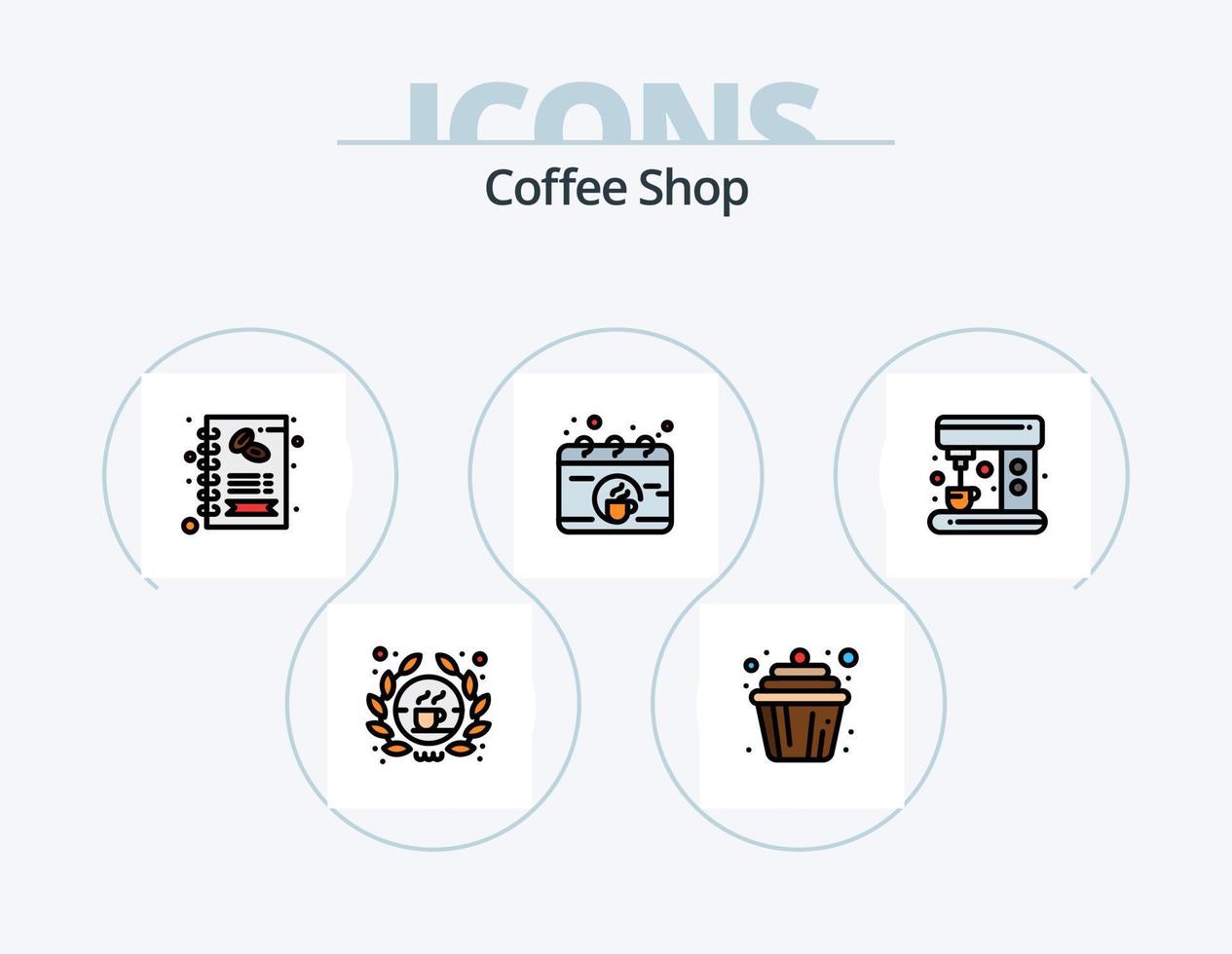 Café-Linie gefüllt Icon Pack 5 Icon Design. Kaffee. Zeichen. Tasse. Geschäft. Kaffee vektor