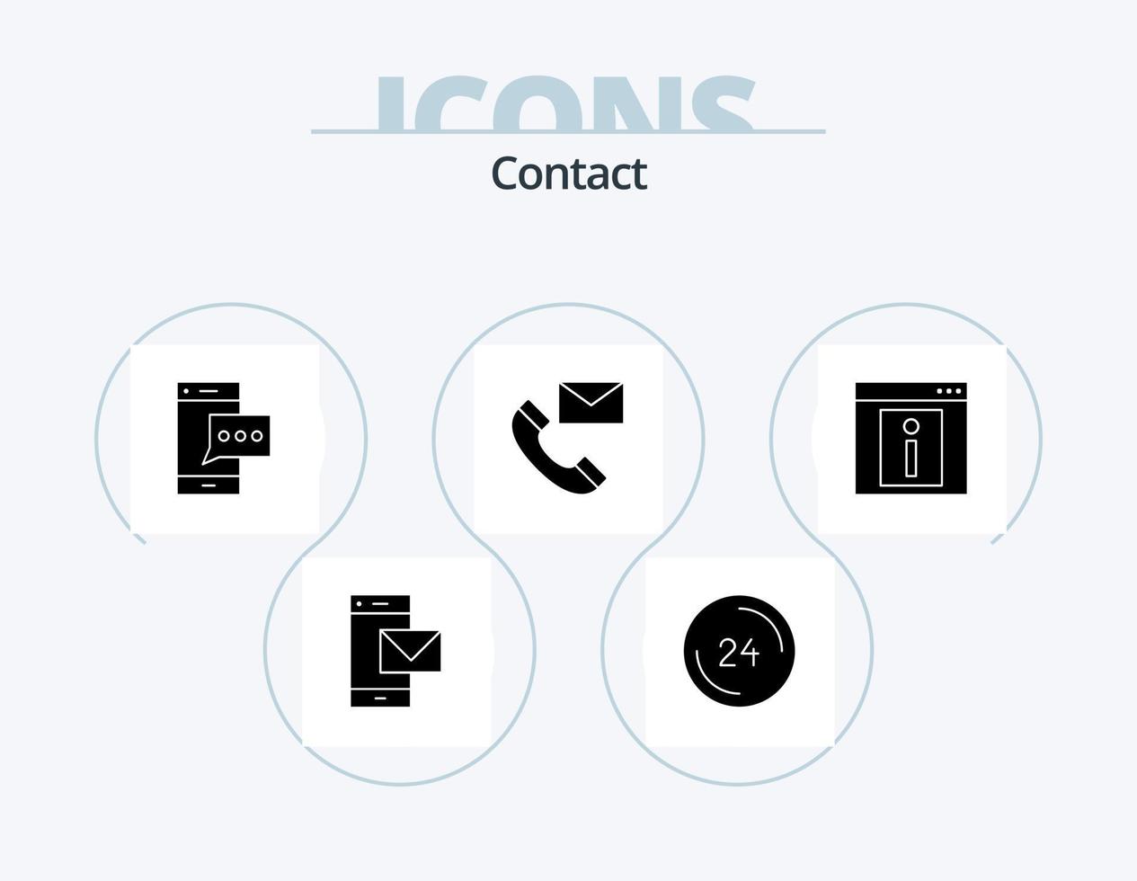 Kontakt-Glyphen-Icon-Pack 5 Icon-Design. Information. Kontakt. Kontakt. die Info. kontaktiere uns vektor