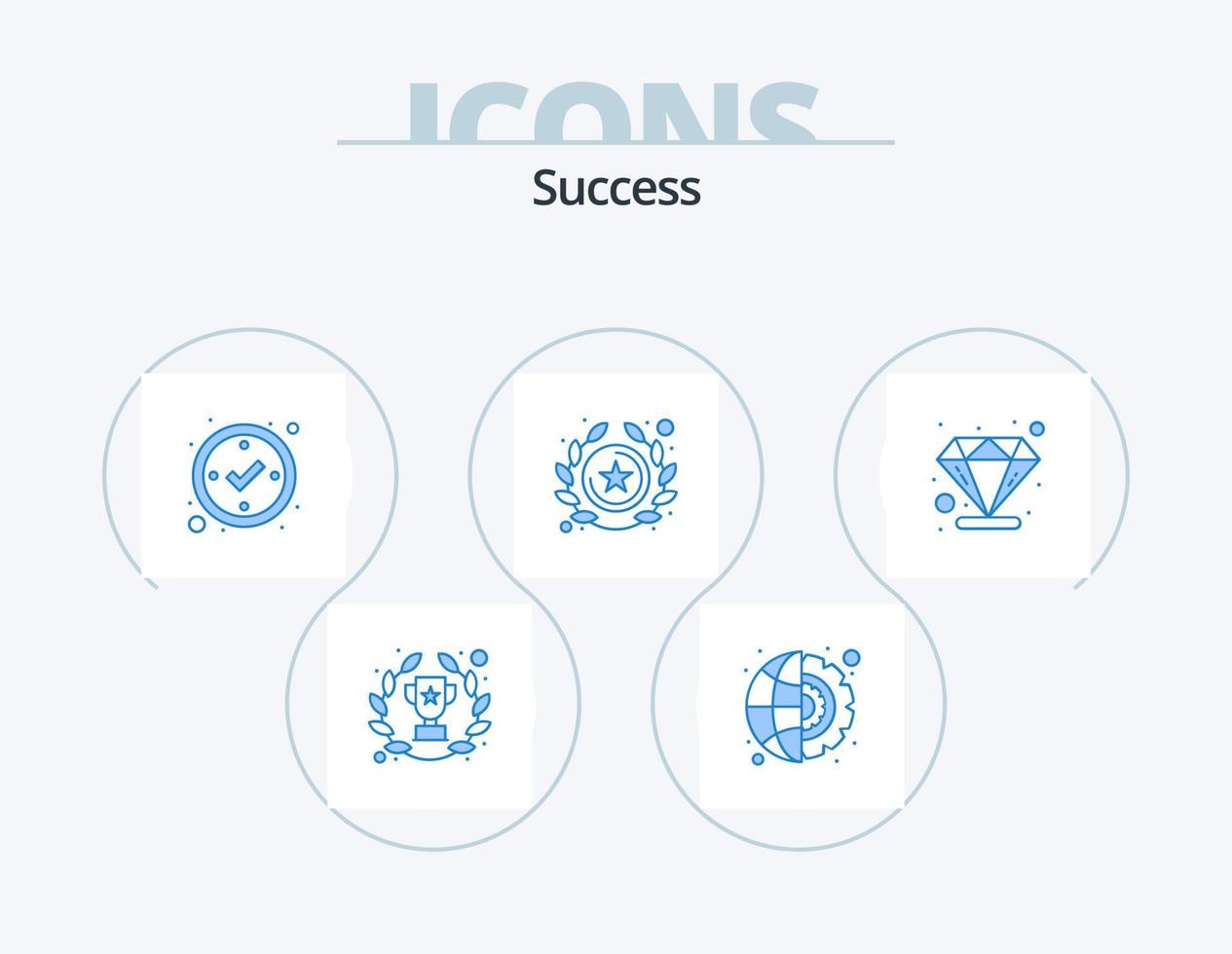 Erfolg blau Icon Pack 5 Icon Design. Wert. Diamant. überprüfen. Stern. Erfolg vektor
