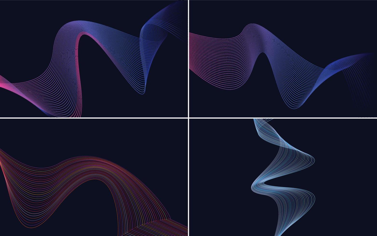 Wave Curve Abstract Vector Background Pack für ein elegantes und stilvolles Design