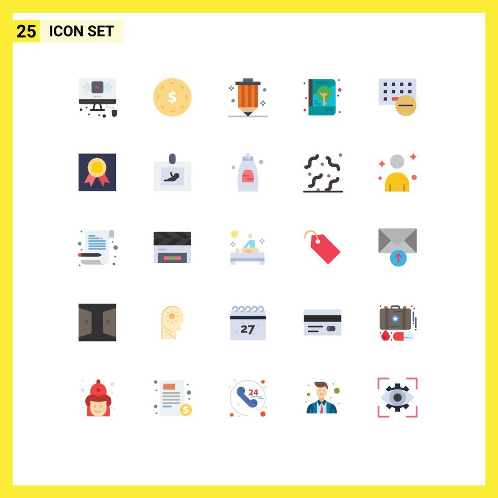 25 universell platt färger uppsättning för webb och mobil tillämpningar anteckningsbok varumärke identitet yen bok penna redigerbar vektor design element